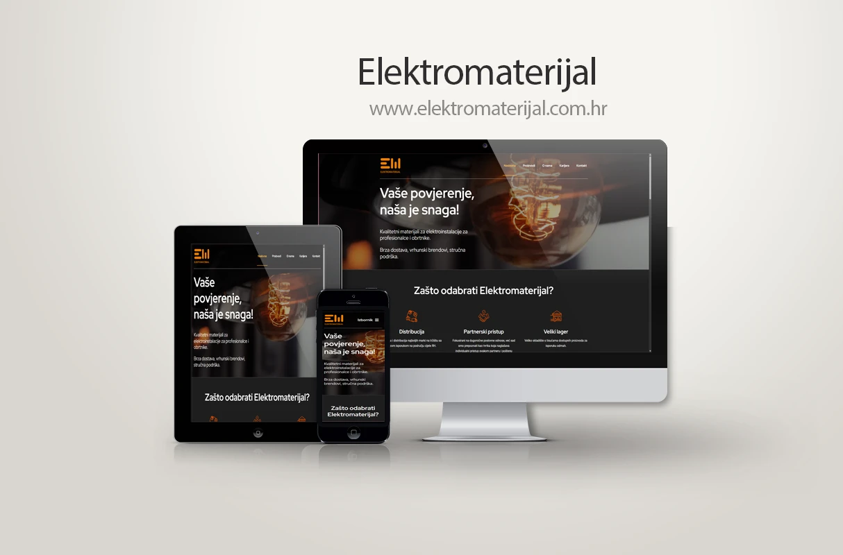 Izrada web stranice za tvrtku Elektromaterijal – Code From The Hill portfolio projekt