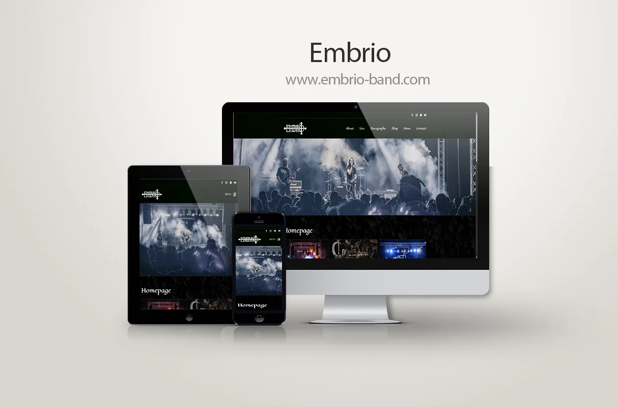 Embrio band web mockup